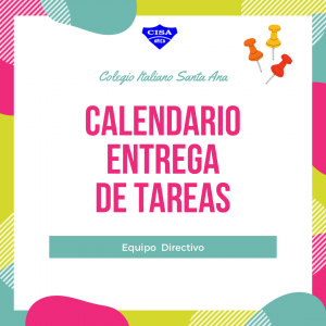Calendario para entrega de tareas.