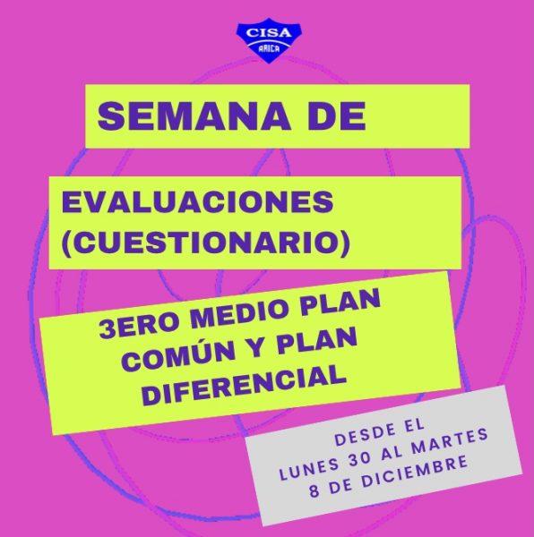 Evaluaciones 3eros Medios: Plan común y Plan diferencial.