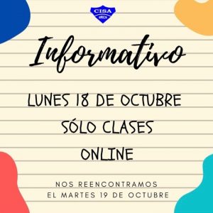 Informativo clases Lunes 18 de octubre