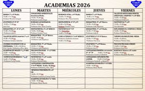 Horarios de Academias 2026